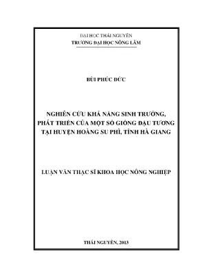Nghiên cứu khả năng sinh trưởng của giống đậu tương tại