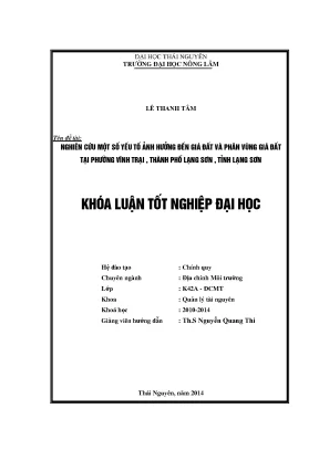 Nghiên cứu yếu tố ảnh hưởng giá đất và phân vùng giá đất