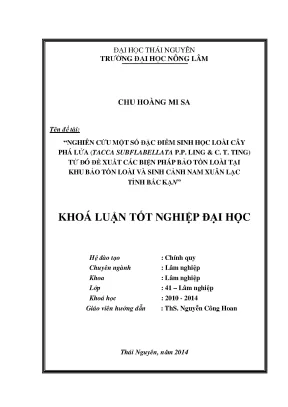 Nghiên cứu đặc điểm sinh học và biện pháp bảo tồn cây