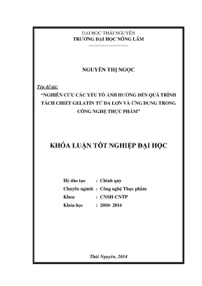 Nghiên cứu yếu tố ảnh hưởng tách chiết gelatin từ da lợn
