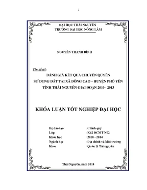 Đánh Giá Kết Quả Chuyển Quyền Sử Dụng Đất Tại Xã Đông 