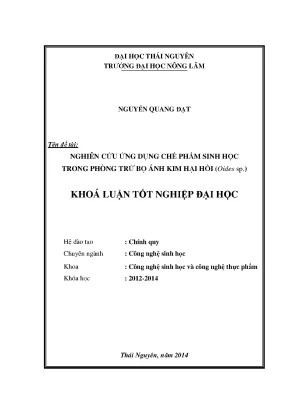 Nghiên cứu ứng dụng chế phẩm sinh học phòng trừ bọ ánh