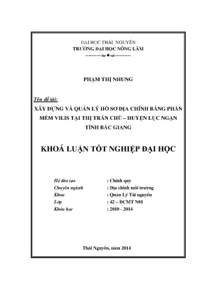 Luận văn thạc sĩ: Xây dựng và quản lý hồ sơ địa chính