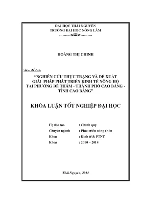Nghiên cứu thực trạng và giải pháp phát triển kinh tế