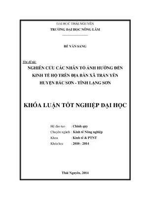 Nghiên cứu các yếu tố ảnh hưởng đến kinh tế hộ tại xã