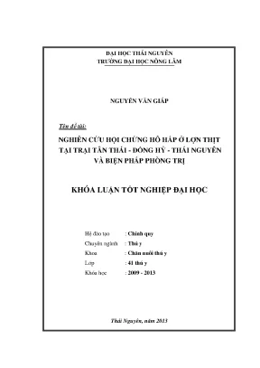 Nghiên cứu hội chứng hô hấp ở lợn thịt và biện pháp