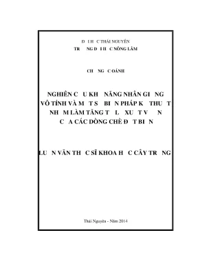 Nghiên cứu nhân giống vô tính và kỹ thuật tăng tỷ lệ