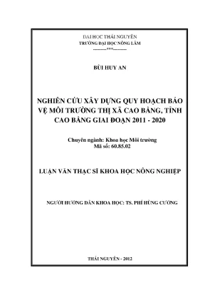 Luận Văn Thạc Sĩ: Quy Hoạch Bảo Vệ Môi Trường Thị Xã Cao