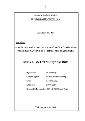Nghiên cứu khả năng thấm và giữ nước của đất rừng trồng