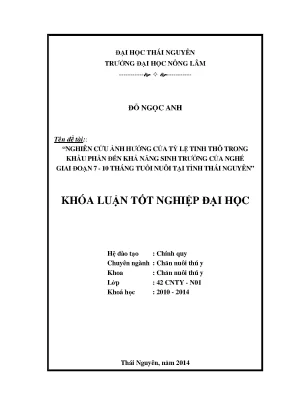 Nghiên cứu ảnh hưởng tỷ lệ tinh thô đến sinh trưởng của