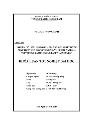 Nghiên cứu ảnh hưởng của mật độ đến sinh trưởng giống