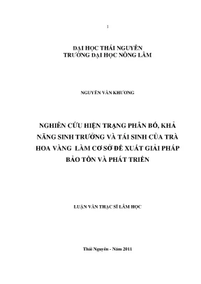 Nghiên cứu hiện trạng phân bố, sinh trưởng và tái sinh