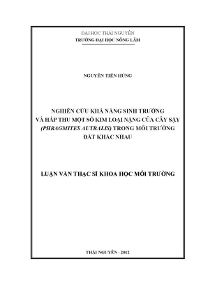 Nghiên cứu sinh trưởng và hấp thu kim loại nặng của cây