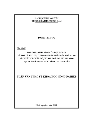 So sánh ảnh hưởng của bột lá sắn và bột lá keo giậu đến