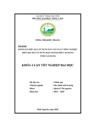 Đánh Giá Hiệu Quả Sử Dụng Đất Nông Nghiệp Tại Xã Hưng