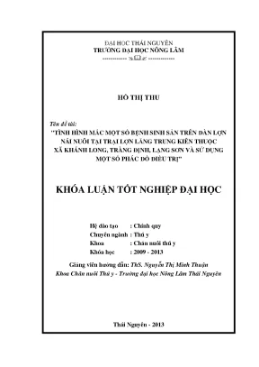 Nghiên cứu bệnh sinh sản trên lợn nái tại trại Lăng
