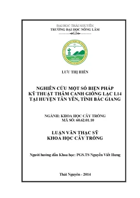 Nghiên cứu biện pháp kỹ thuật thâm canh giống lạc L14