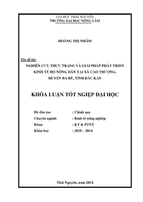 Nghiên cứu thực trạng và giải pháp phát triển kinh tế hộ