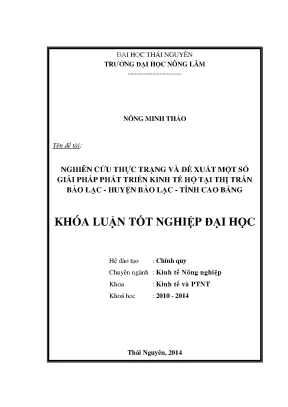 Giải pháp phát triển kinh tế hộ tại thị trấn Bảo Lạc,