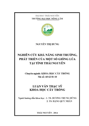 Nghiên cứu khả năng sinh trưởng và phát triển của các