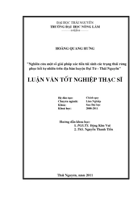 Giải pháp xúc tiến tái sinh rừng phục hồi tự nhiên tại