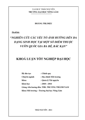 Nghiên cứu yếu tố ảnh hưởng đa dạng sinh học tại Vườn