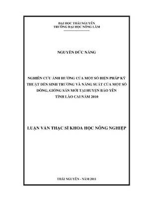 Nghiên cứu ảnh hưởng biện pháp kỹ thuật đến sinh trưởng