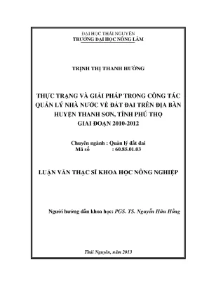 Thực Trạng Và Giải Pháp Quản Lý Nhà Nước Về Đất Đai