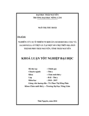 Nghiên cứu ô nhiễm E. coli và Salmonella trong thịt gà