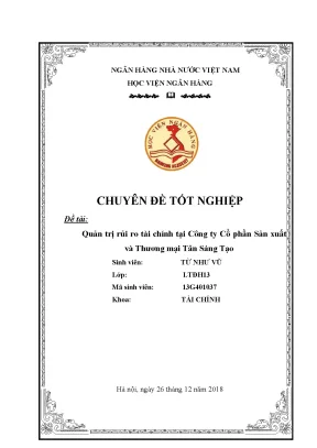 Nghiên cứu quản trị rủi ro tài chính tại công ty Tân