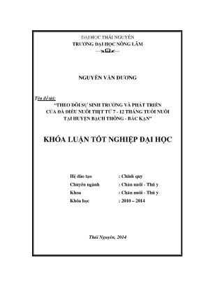 Luận Văn Thạc Sĩ: Theo Dõi Sinh Trưởng Đà Điểu Nuôi Thịt