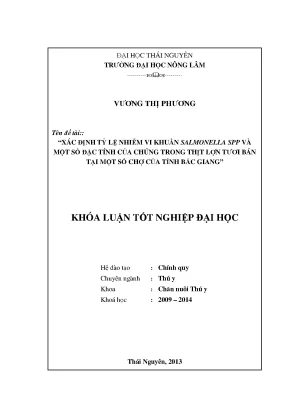Tỷ lệ nhiễm Salmonella spp trong thịt lợn tươi tại Bắc Giang
