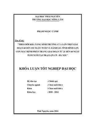 Nghiên cứu sinh trưởng lợn thịt 60-152 ngày tuổi và bệnh