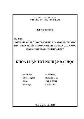 Đánh giá vai trò khuyến nông trong phát triển mô hình