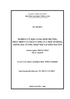 Nghiên cứu chất lượng và khả năng sinh trưởng của giống
