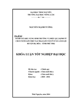Đánh giá hiệu quả chăn nuôi lợn thịt tại trại Tân PT,