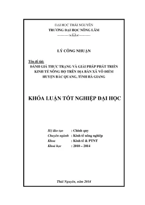 Đánh Giá Thực Trạng Và Giải Pháp Phát Triển Kinh Tế Nông