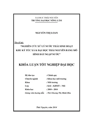 Nghiên cứu xử lý nước thải sinh hoạt kí túc xá Đại học