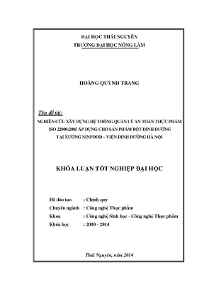 Luận Văn Thạc Sĩ: Xây Dựng Hệ Thống Quản Lý An Toàn Thực