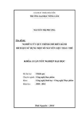 Nghiên cứu quy trình chế biến bánh bích qui với nguyên