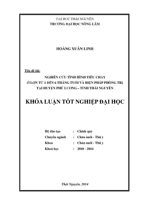 Nghiên cứu tiêu chảy ở lợn 1-6 tháng tuổi và biện pháp