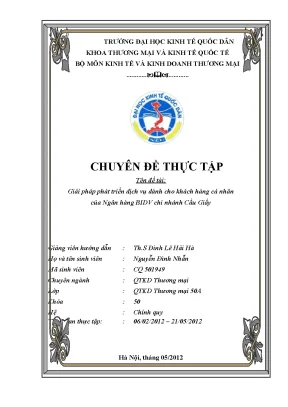 Phát Triển Dịch Vụ Khách Hàng Cá Nhân Tại Ngân Hàng BIDV