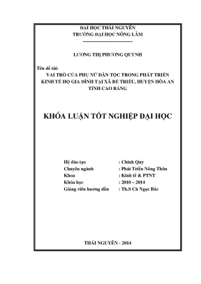 Vai trò của phụ nữ dân tộc trong phát triển kinh tế hộ