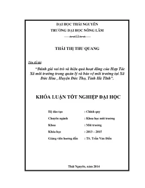 Đánh giá hiệu quả hợp tác xã môi trường trong quản lý và