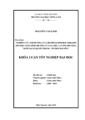 Ảnh hưởng của chế phẩm sinh học Soramin đến sự phát