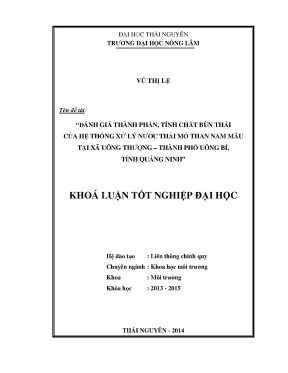 Nghiên cứu đánh giá tính chất bùn thải từ hệ thống xử lý