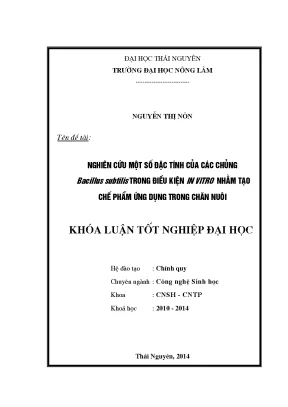 Nghiên cứu đặc tính Bacillus subtilis in vitro để tạo