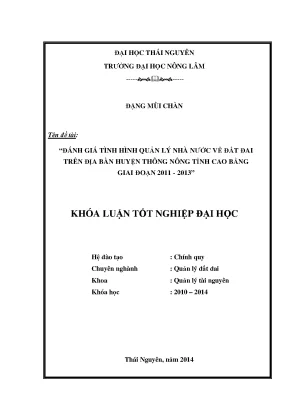 Đánh giá quản lý nhà nước về đất đai tại huyện Thông