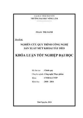 Luận Văn Thạc Sĩ: Quy Trình Công Nghệ Sản Xuất Mứt Khoai