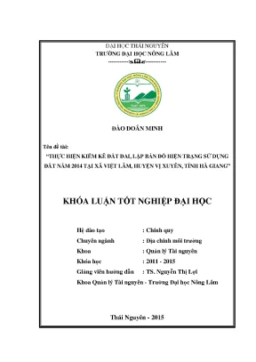 Kiểm kê đất đai và lập bản đồ sử dụng đất tại xã Việt